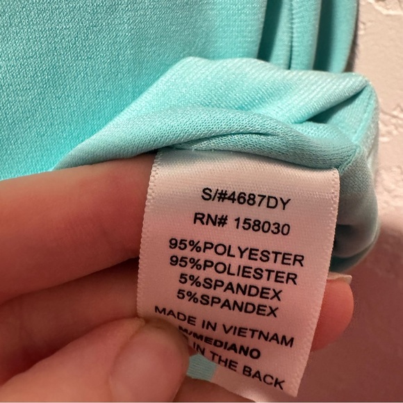 Love Tree Teal Speghetti Strap V-Neckline Form Fitting Dress - Picture 4 of 5